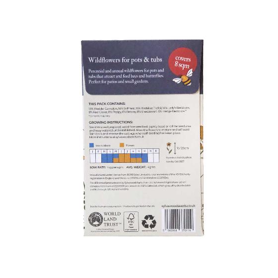 Wildflowers seeds for pots seed pack product photo back L