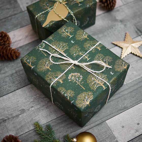 Winter trees recycled wrapping paper, 5 metres product photo default L