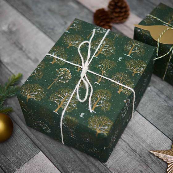 Winter trees recycled wrapping paper, 5 metres product photo back L