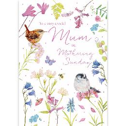 Birds and wildflowers Mother's Day card product photo