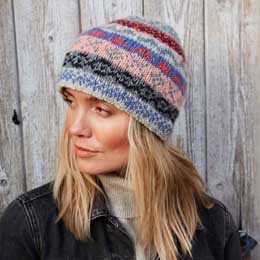 Fairisle fleece-lined wool beanie by Pachamama Knitwear product photo