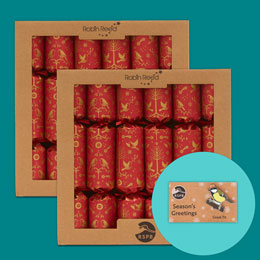 RSPB Pin badge Christmas crackers, two boxes of six product photo