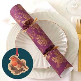 Fruits of the forest recycled crackers with wooden decorations, box of six product photo