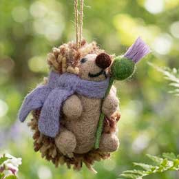 Hedgehog in scarf felt decoration product photo