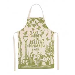 'To plant a garden' quote apron product photo