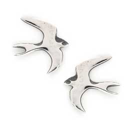 Sterling silver Swallow earrings by Blackbird Jewellery product photo