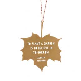 'To plant a garden' quote leaf ornament product photo