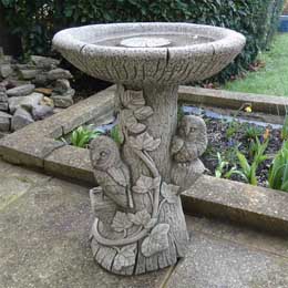 Twin owl cast stone bird bath product photo
