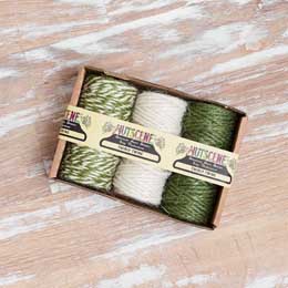 Green and white twirly jute twine, pack of three product photo