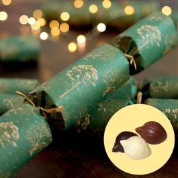 RSPB Chocolate Robins plastic-free Christmas crackers, box of six product photo