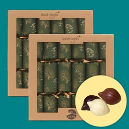 RSPB Chocolate Robins Christmas crackers, two boxes of six product photo