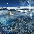 Barn Owl over moonlit pool Christmas cards, pack of 10 product photo default T