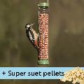 Classic easy-clean® suet pellet and peanut medium feeder with 1kg Super suet pellets  - mealworm product photo default T