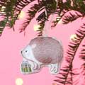 Hedgehog with present embroidered decoration product photo default T