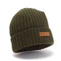 Merino wool fisherman beanie in moss green by Pachamama Knitwear product photo side T