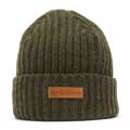 Merino wool fisherman beanie in moss green by Pachamama Knitwear product photo back T