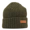 Merino wool fisherman beanie in moss green by Pachamama Knitwear product photo front T