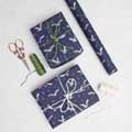 Moonlit Owl recycled wrapping paper, 5 metres, navy product photo default T