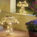 Rattan-effect mushroom solar light, small product photo back T
