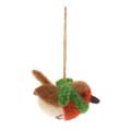 Felt Robin with scarf Christmas tree decoration product photo side T