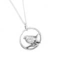 Robin in hoop necklace, sterling silver by Blackbird Jewellery product photo back T